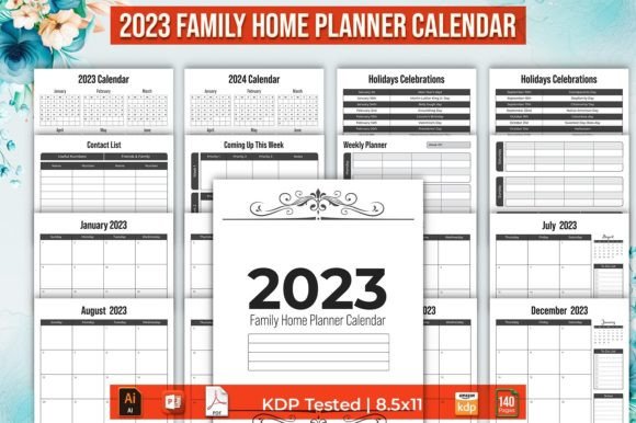 Family Home Planner Calendar 2023 KDP