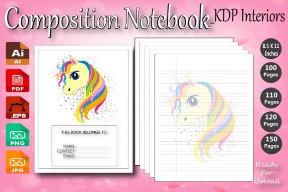 Unicorn Composition Notebook KDP Interio: A Versatile and High-Quality Resource for Creative Publishing